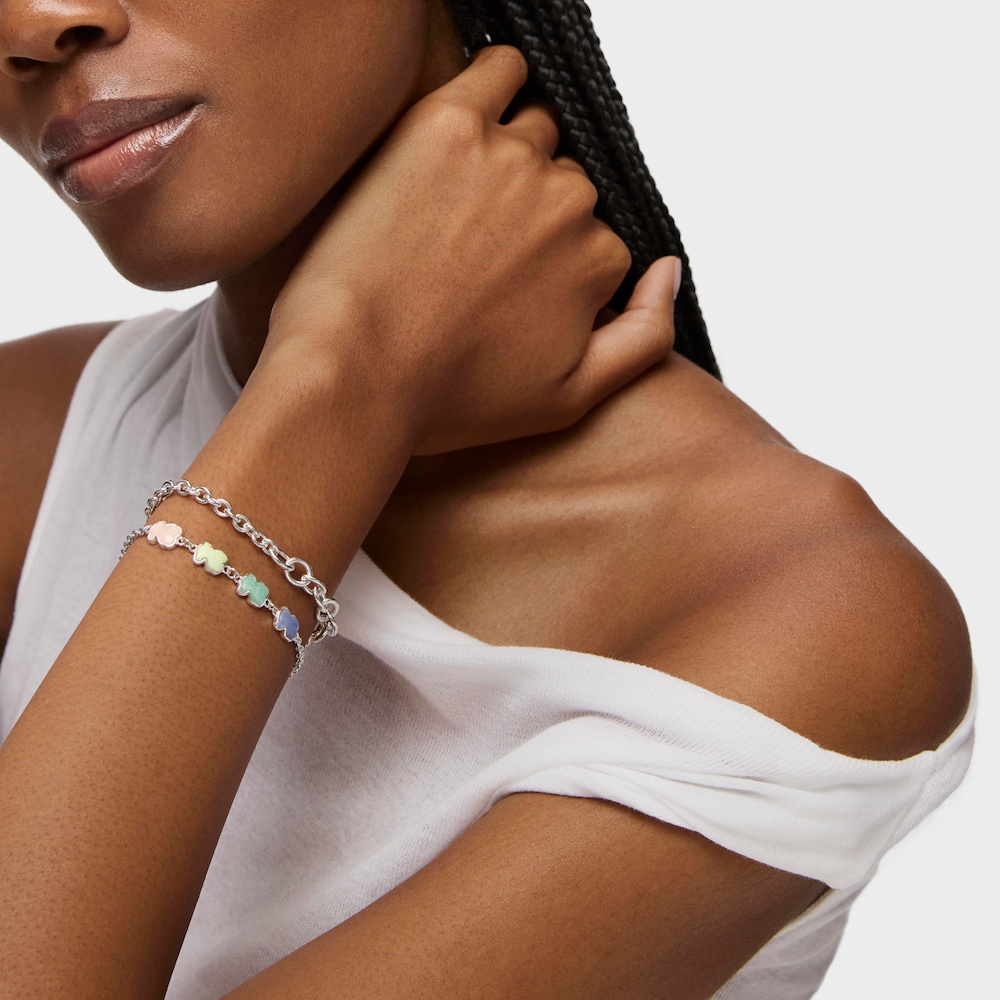 Bracciale in argento con quattro gemme multicolori TOUS New Color