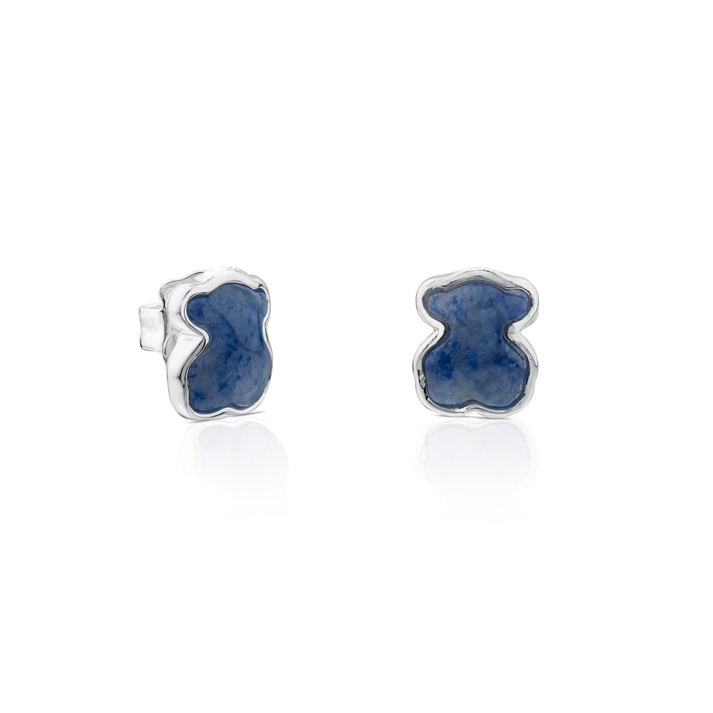 Silver New Color Earrings with Quartz with Dumortierite