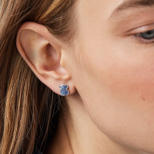 Pendientes de plata con cuarzo con dumortierita New Color