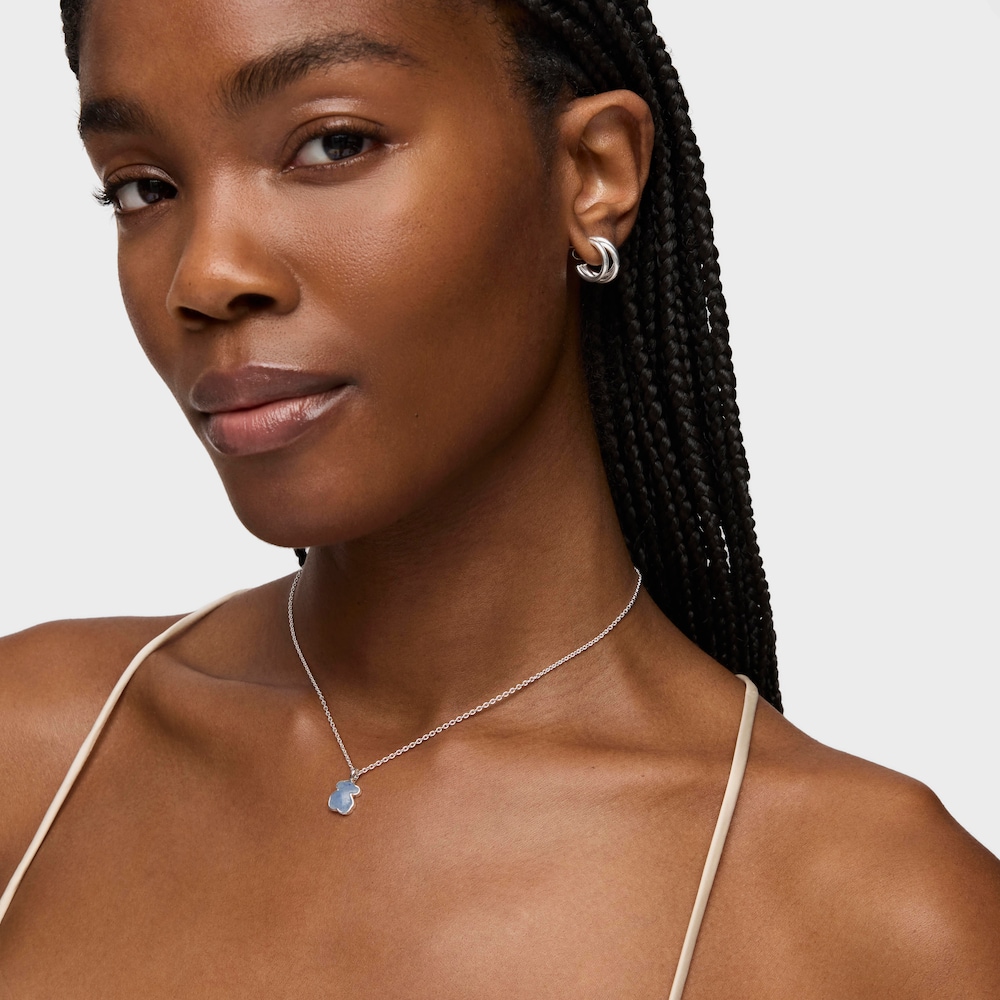 Silver New Color Necklace with Quartz with Dumortierite