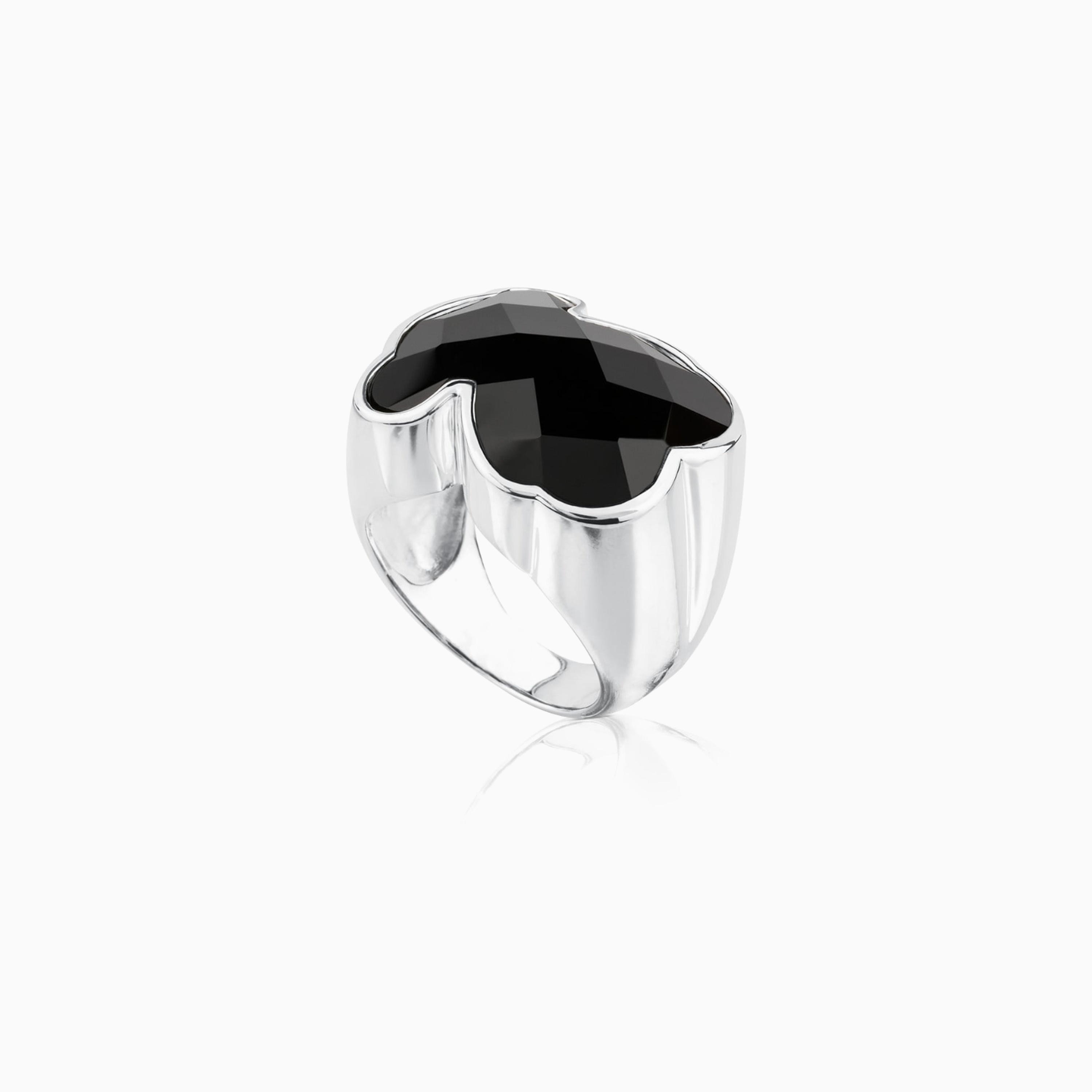 Silver TOUS Color Ring with faceted Onyx