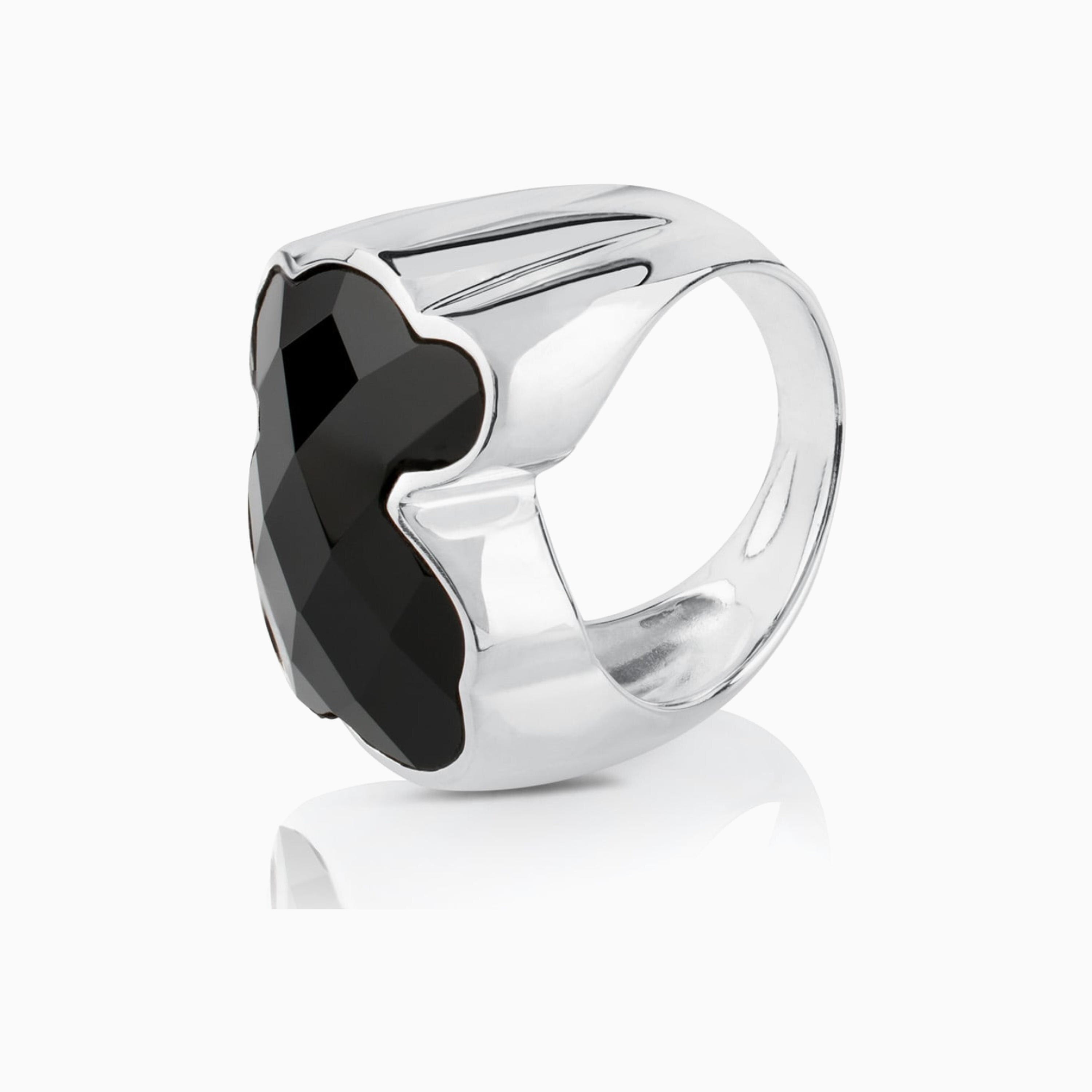 Silver TOUS Color Ring with faceted Onyx