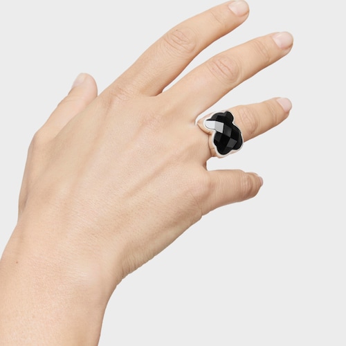 Silver TOUS Color Ring with faceted Onyx
