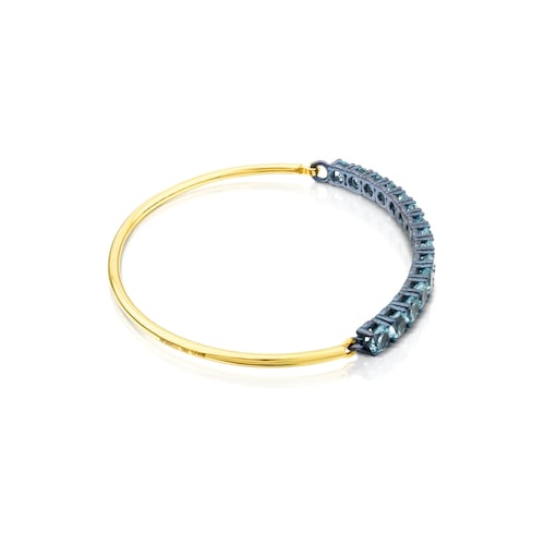 Pulsera Titanio de Titanio y Oro con Topacio
