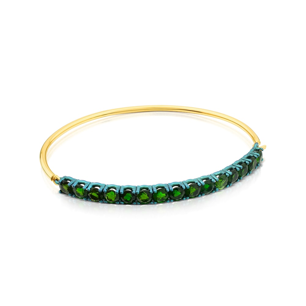 ATELIER Titanium Bangle with Gold and Diopsides