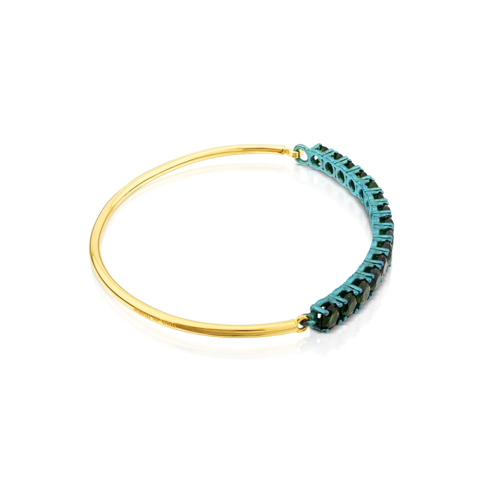 ATELIER Titanium Bangle with Gold and Diopsides