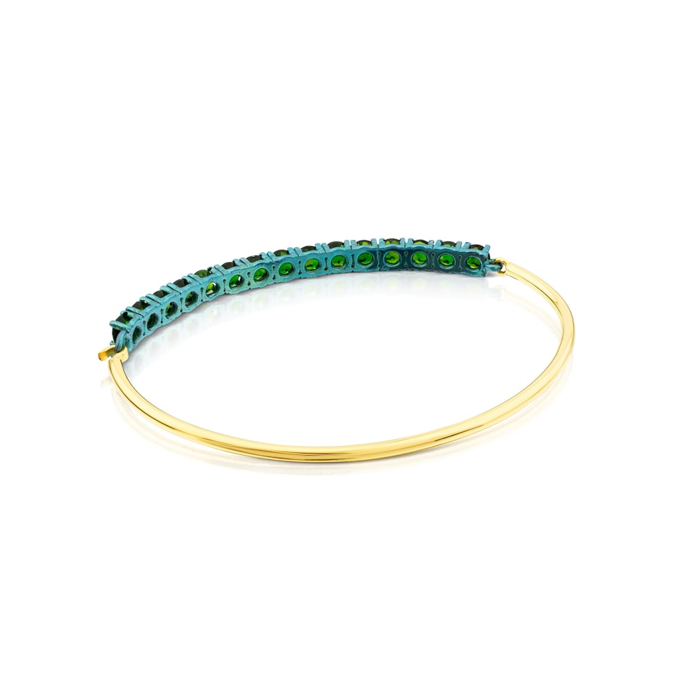 ATELIER Titanium Bangle with Gold and Diopsides