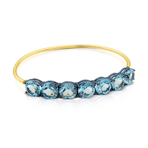 ATELIER Titanium Bangle with Gold and Topazes