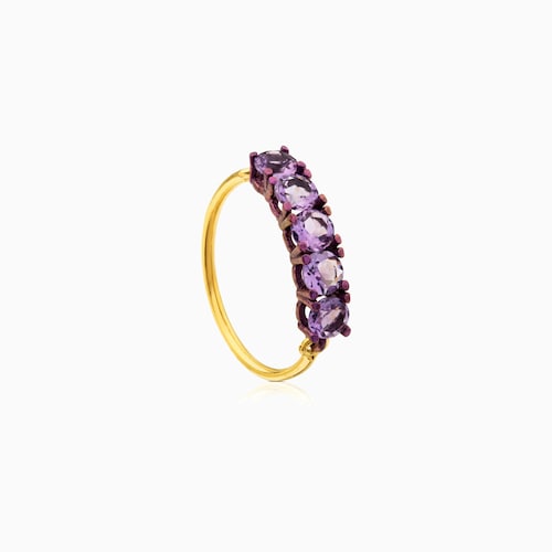 ATELIER Titanium Ring with Gold and Amethysts