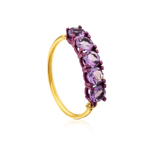 Anillo ATELIER Titanio con oro y amatistas image number 0