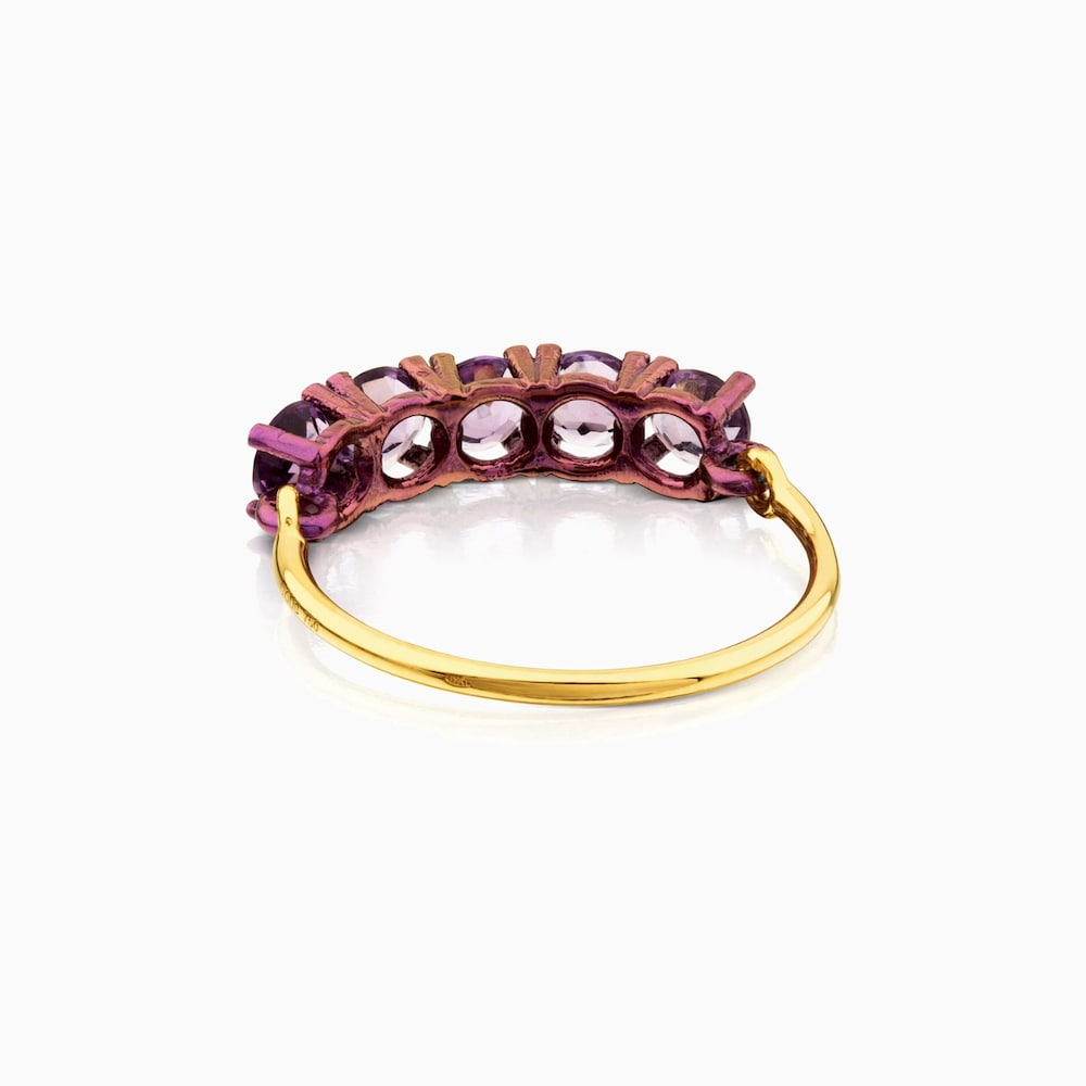 ATELIER Titanium Ring with Gold and Amethysts
