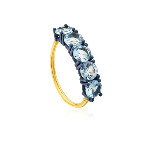 Anillo Titanio de Titanio y oro con topacio image number 0