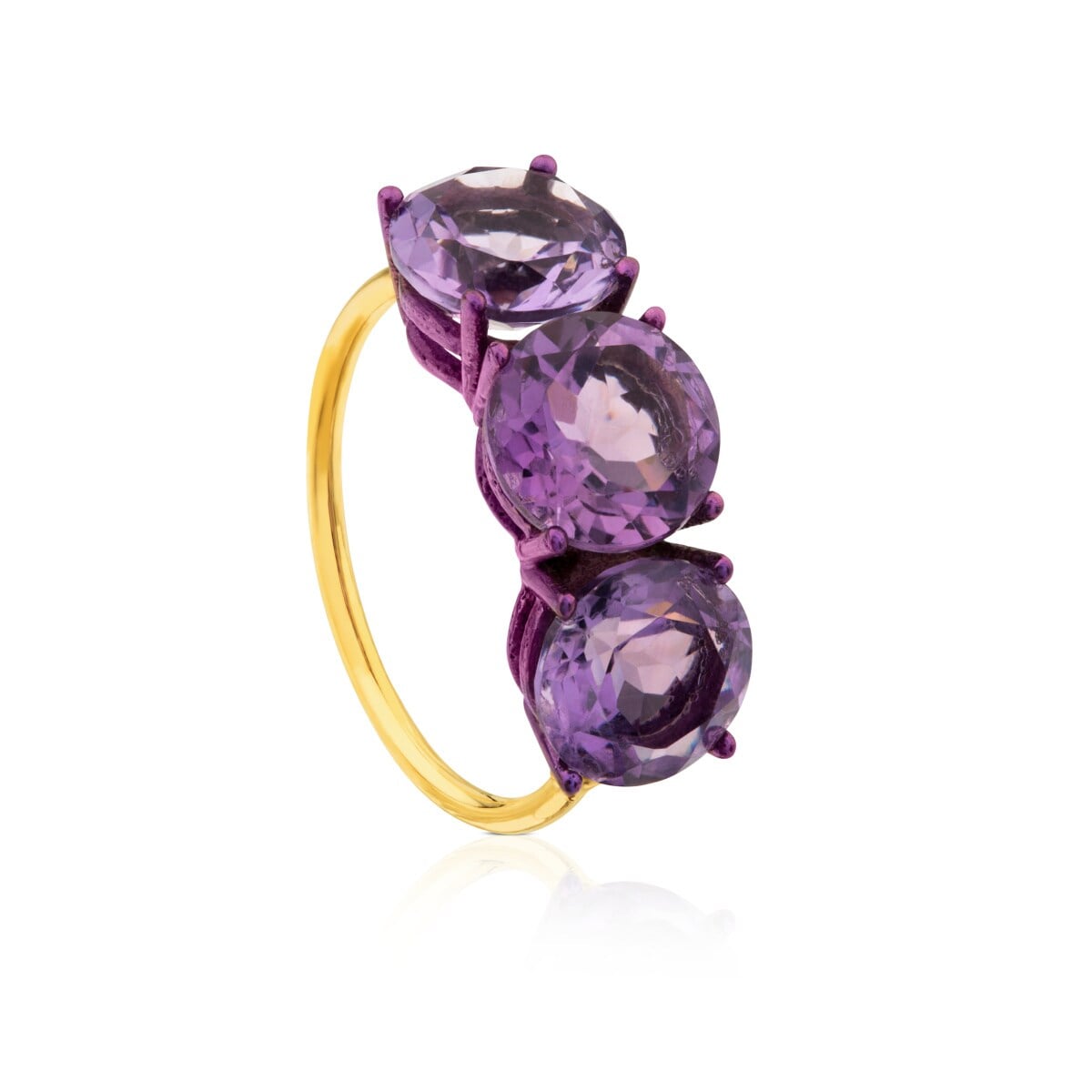 ATELIER Titanium Ring with Gold and Amethysts
