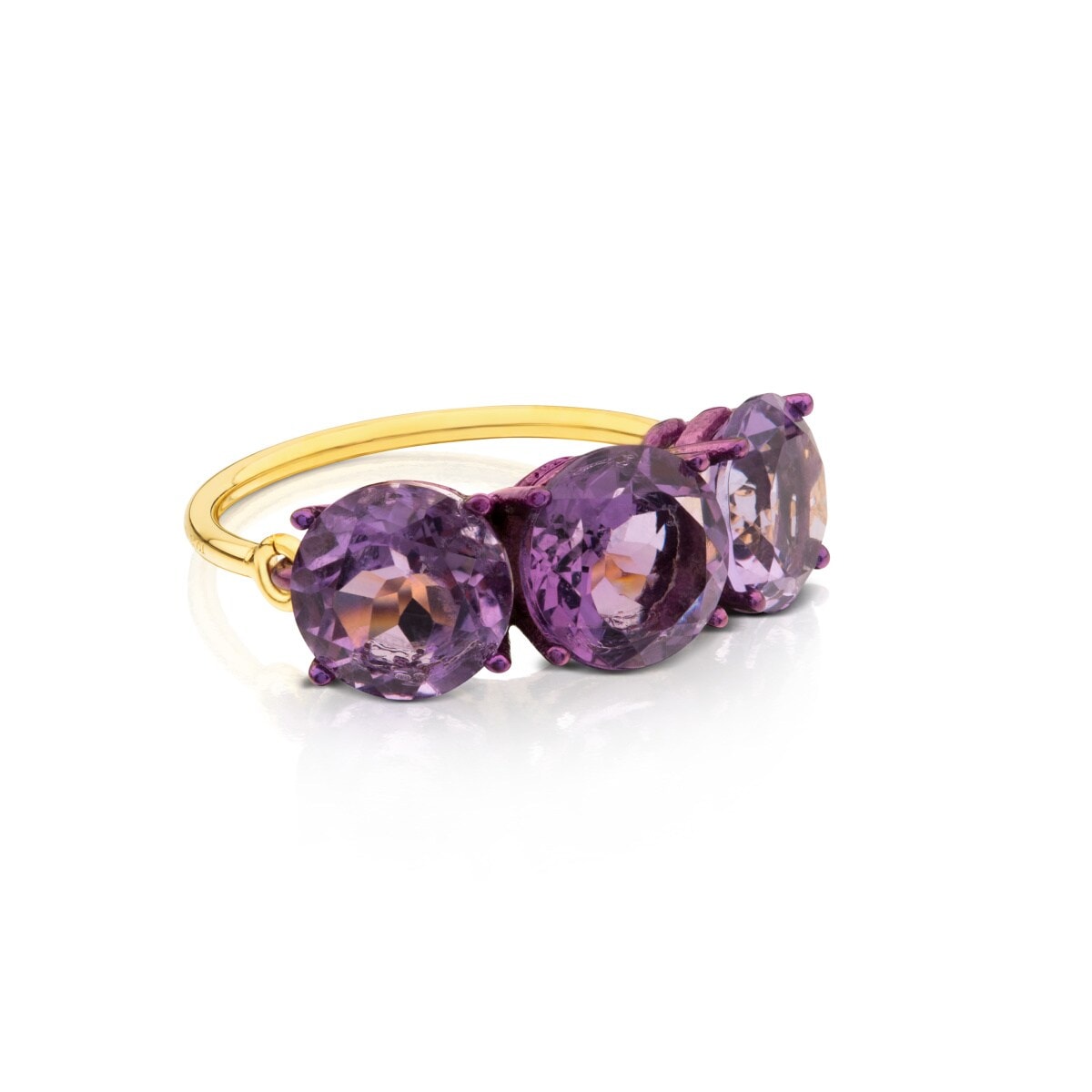 ATELIER Titanium Ring with Gold and Amethysts