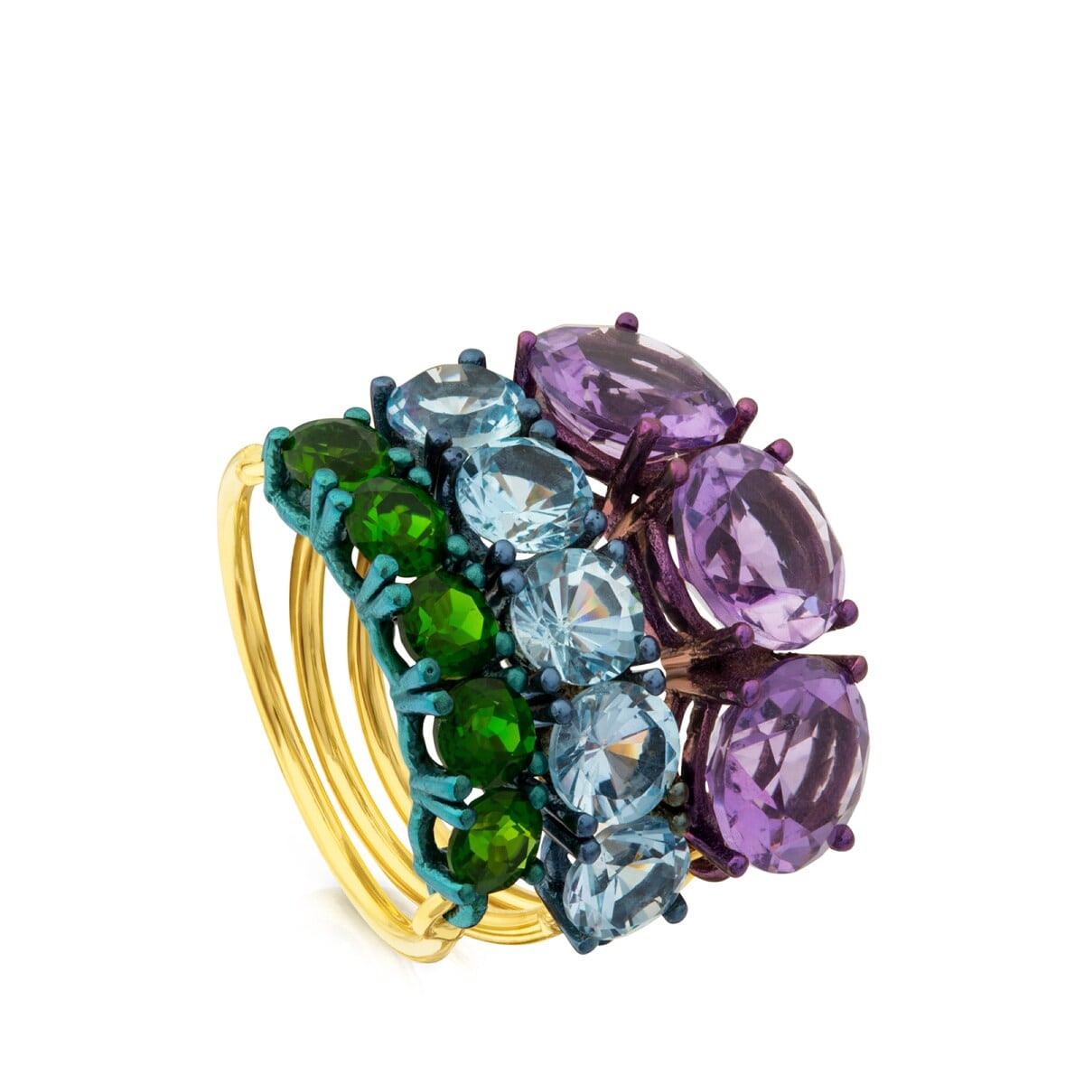 ATELIER Titanium Ring with Gold and Amethysts