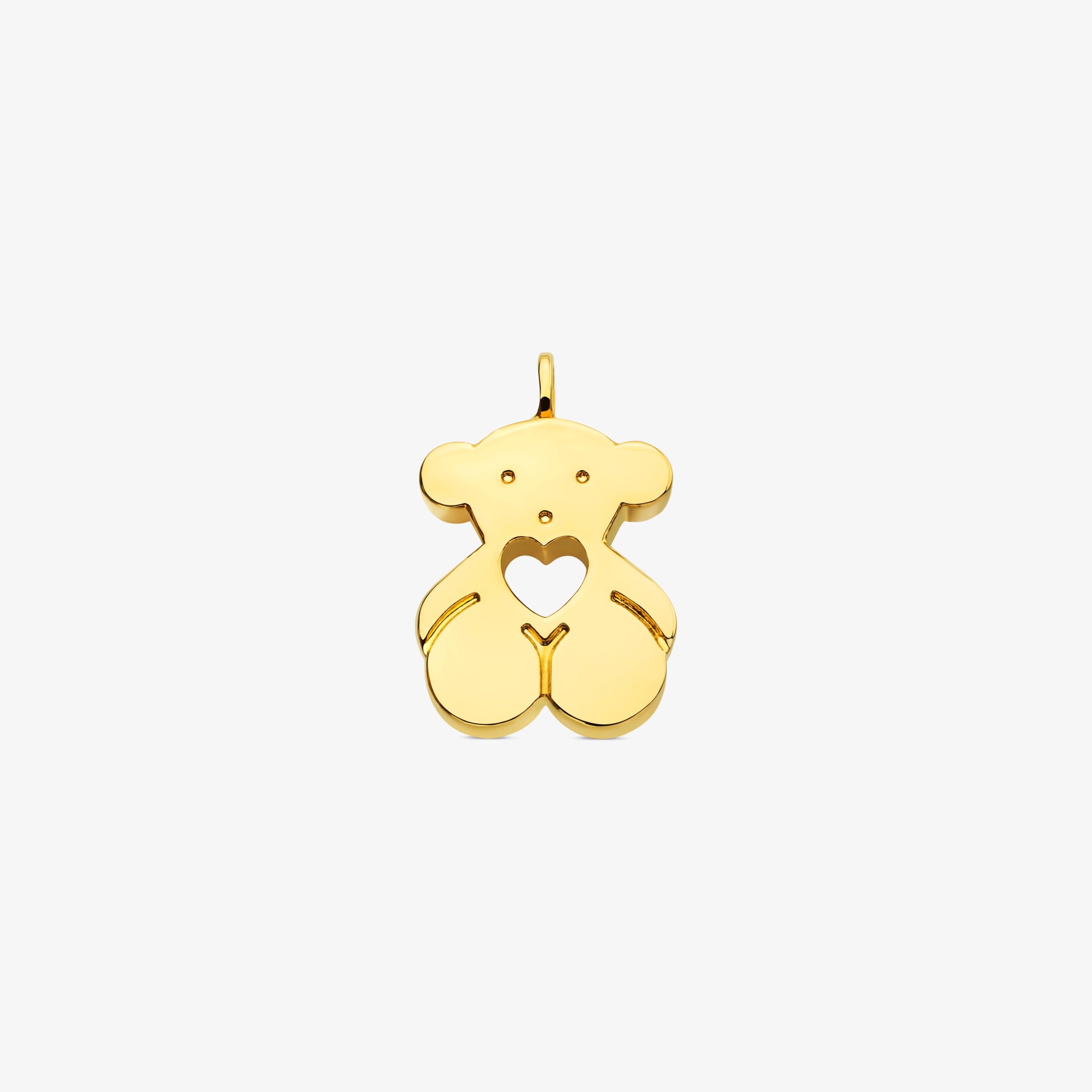 18K solid gold Sweet Dolls Pendant big size. Bear motif with heart hole