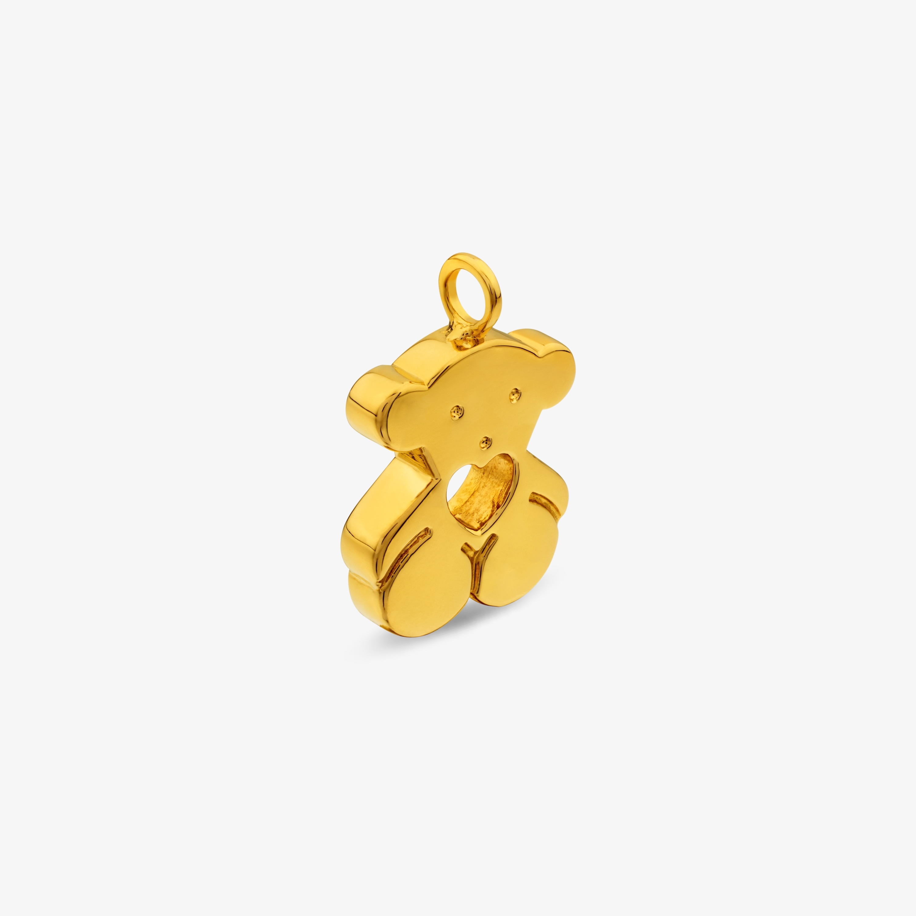 18K solid gold Sweet Dolls Pendant big size. Bear motif with heart hole