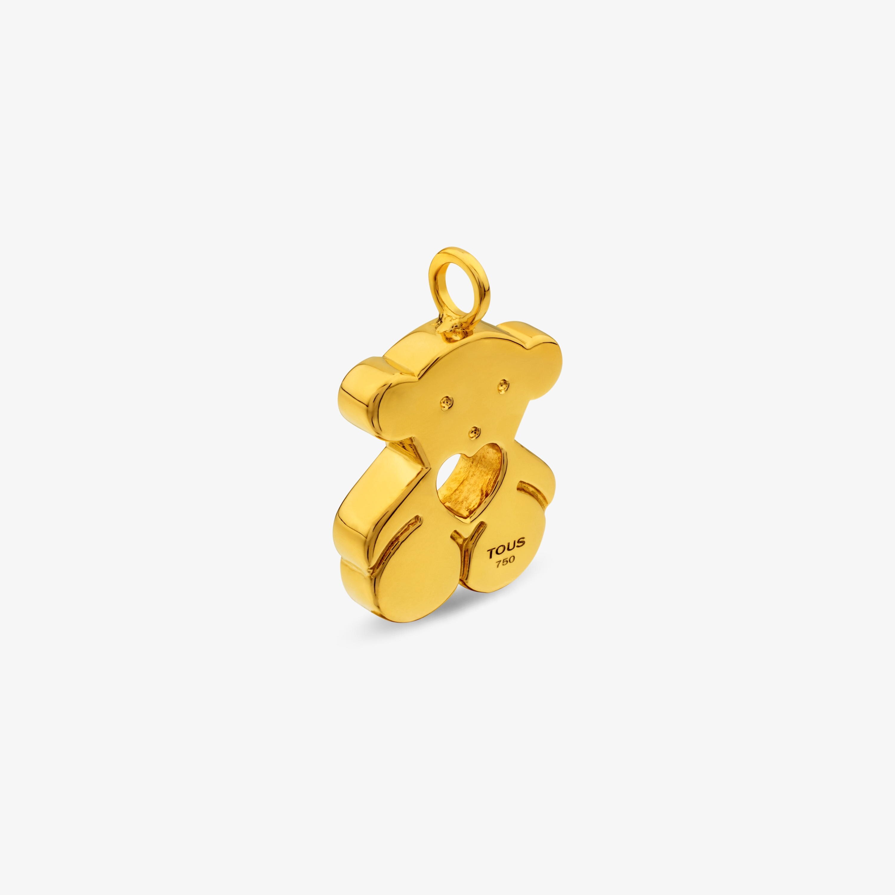 18K solid gold Sweet Dolls Pendant big size. Bear motif with heart hole