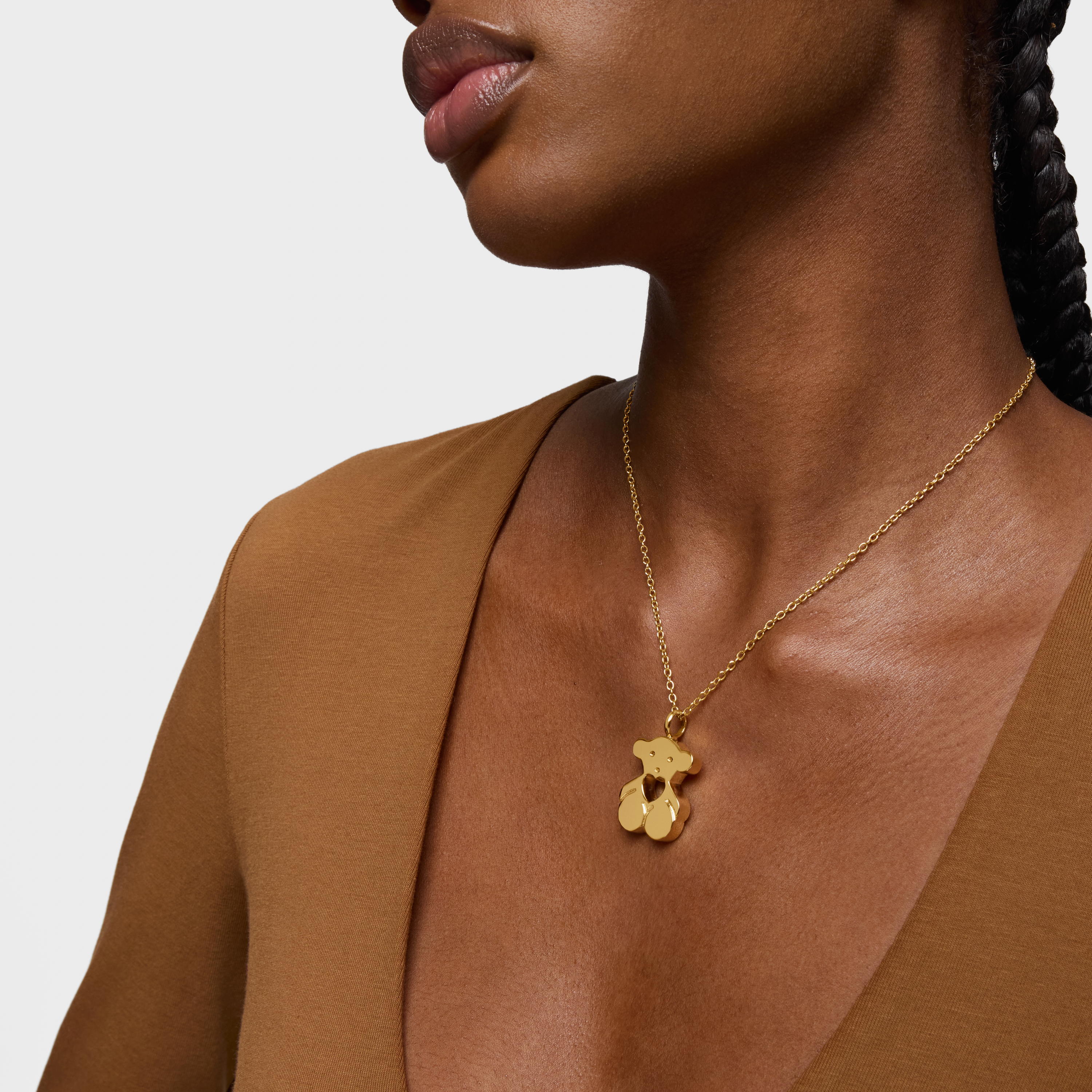 18K solid gold Sweet Dolls Pendant big size. Bear motif with heart hole