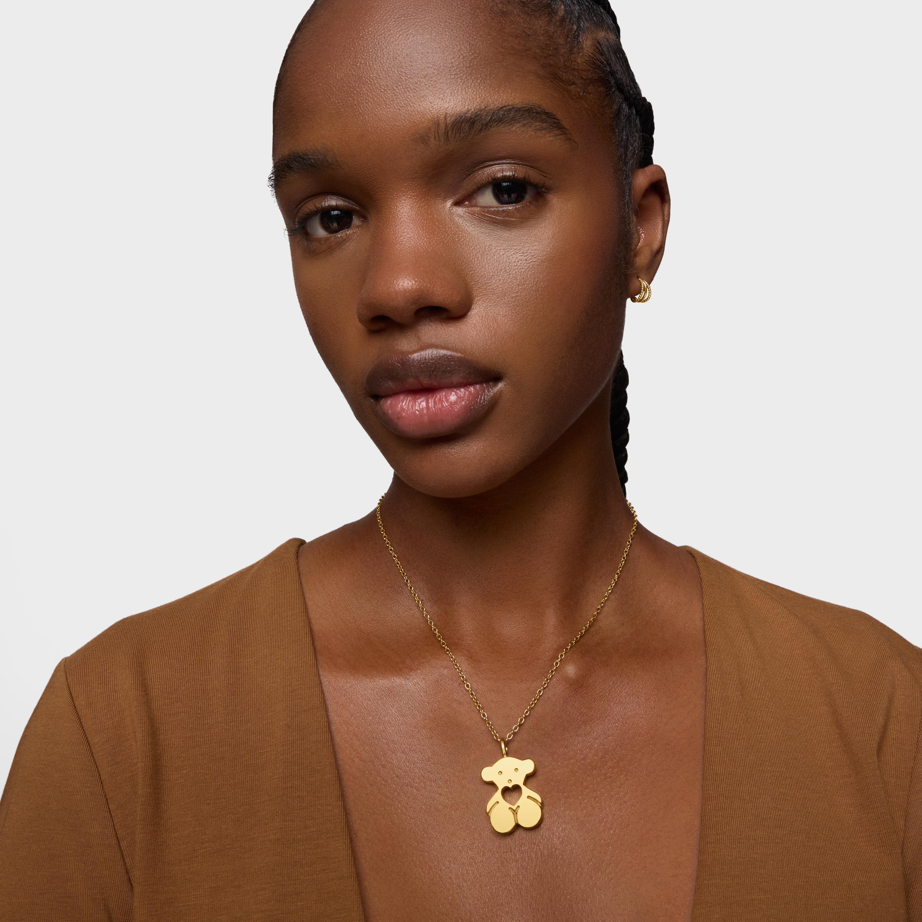 18K solid gold Sweet Dolls Pendant big size. Bear motif with heart hole