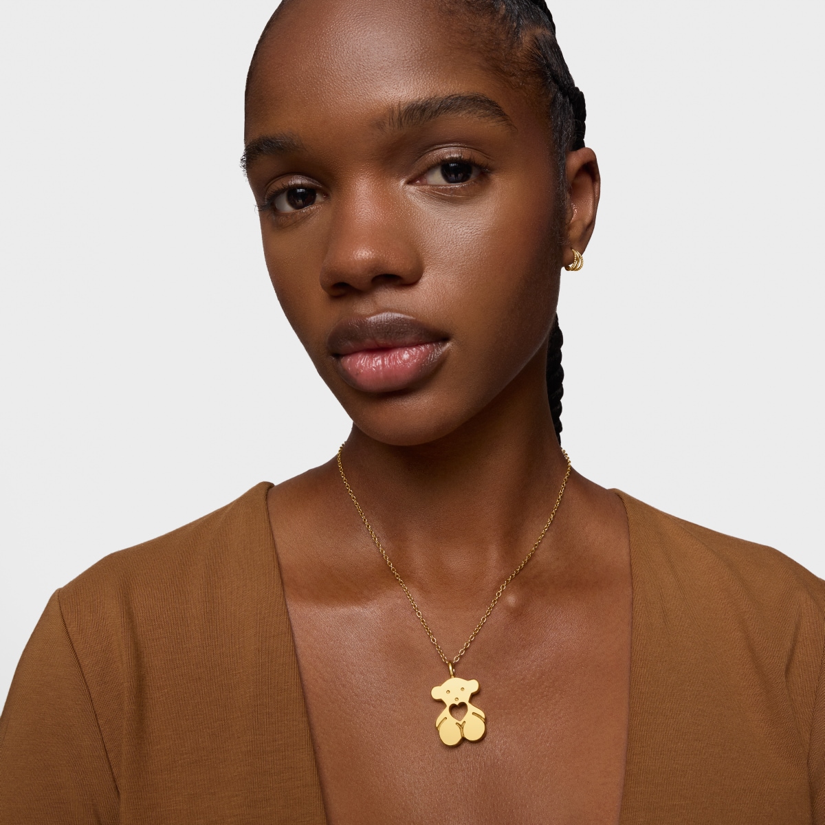 Gold Sweet Dolls Pendant big size Bear motif with heart hole