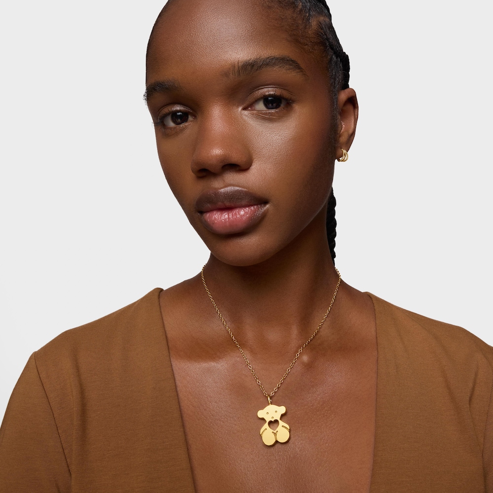Gold Sweet Dolls Pendant big size Bear motif with heart hole