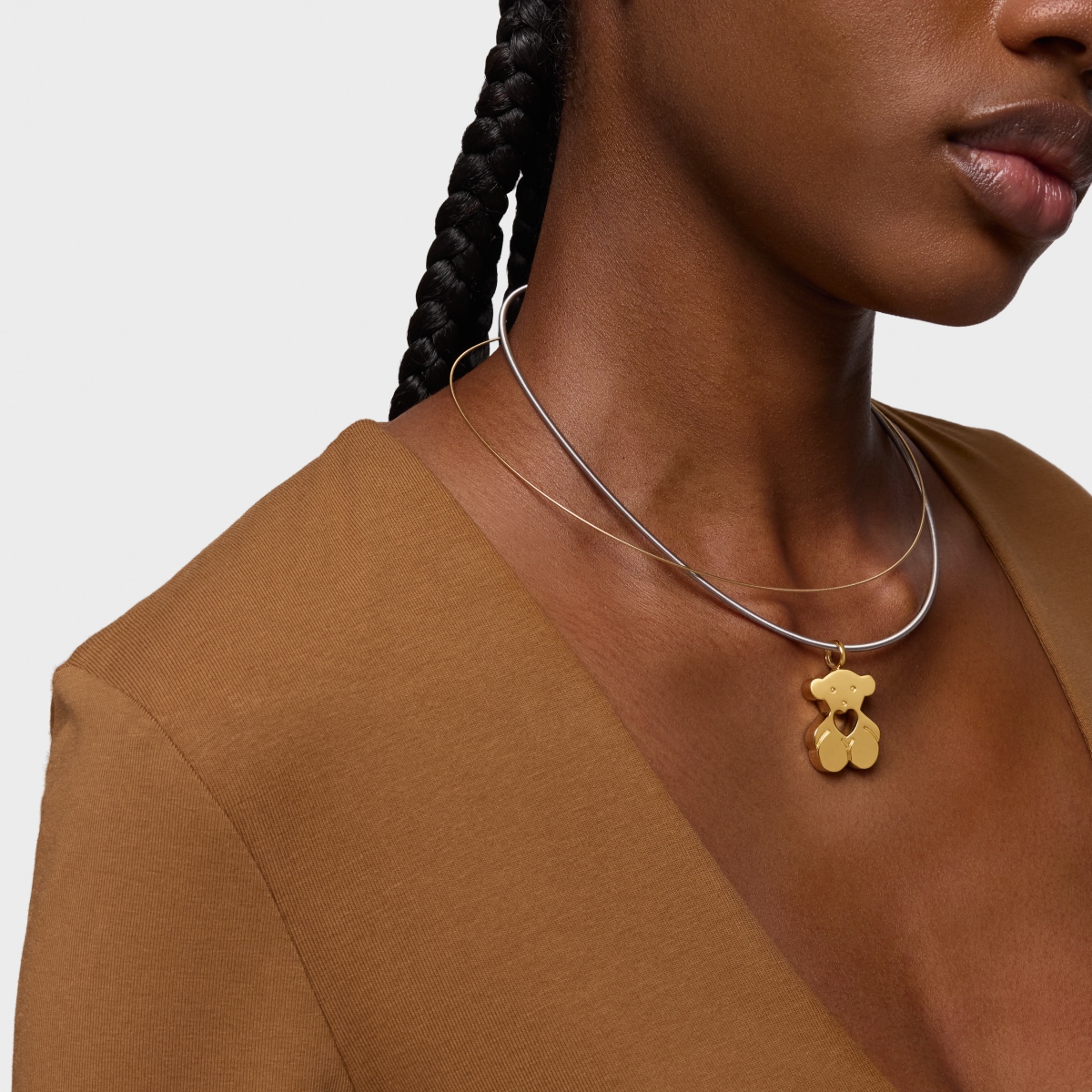 Gold Sweet Dolls Pendant big size Bear motif with heart hole
