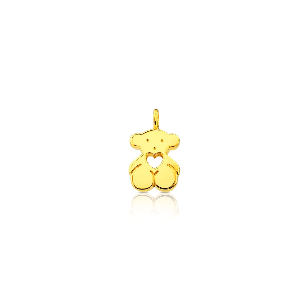 Gold Sweet Dolls Pendant medium size Bear motif with heart hole