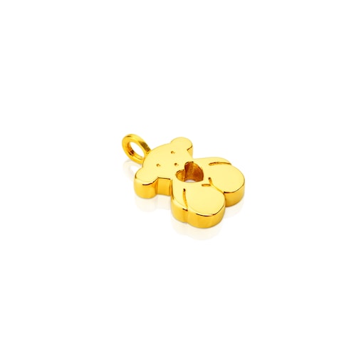 Gold Sweet Dolls Pendant medium size Bear motif with heart hole