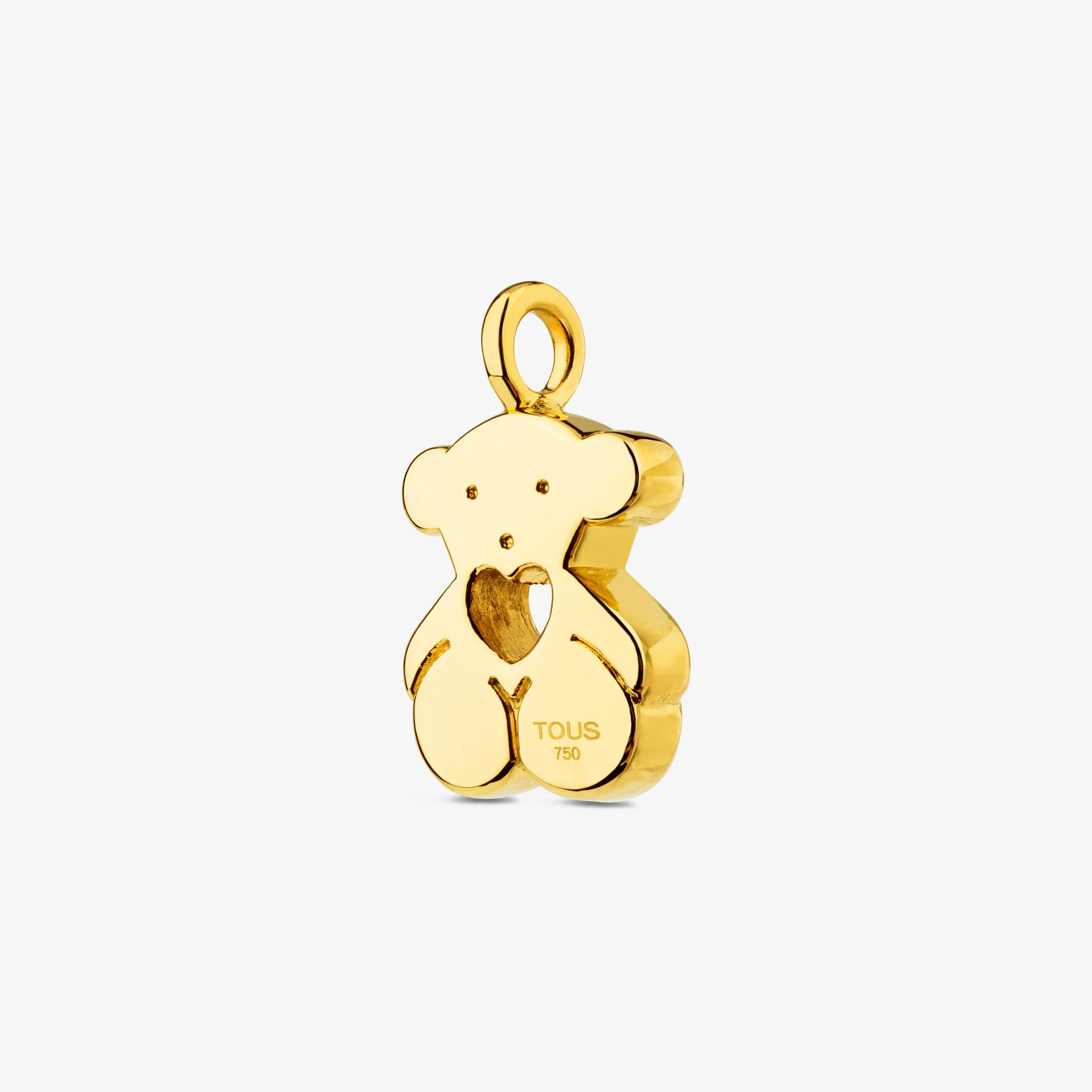 18K solid gold Sweet Dolls Pendant medium size. Bear motif with heart hole