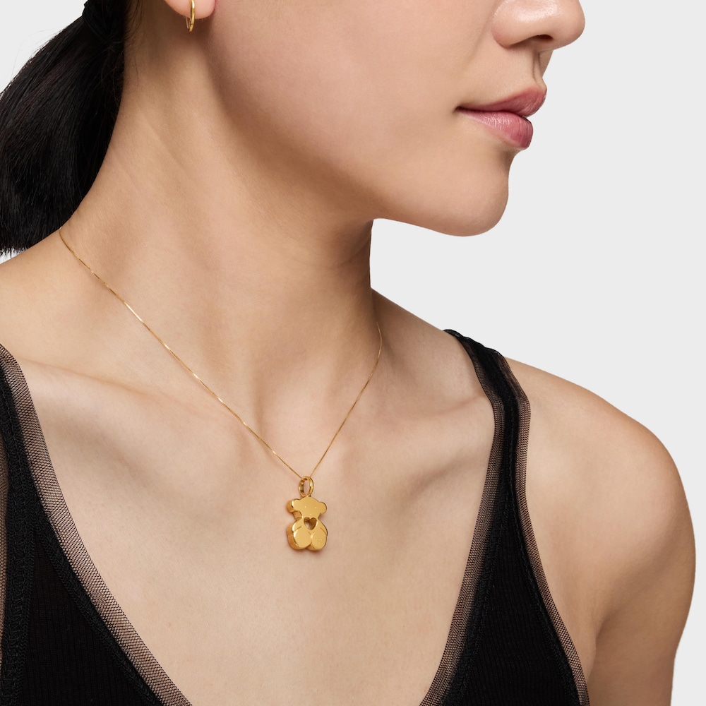 Gold Sweet Dolls Pendant medium size Bear motif with heart hole