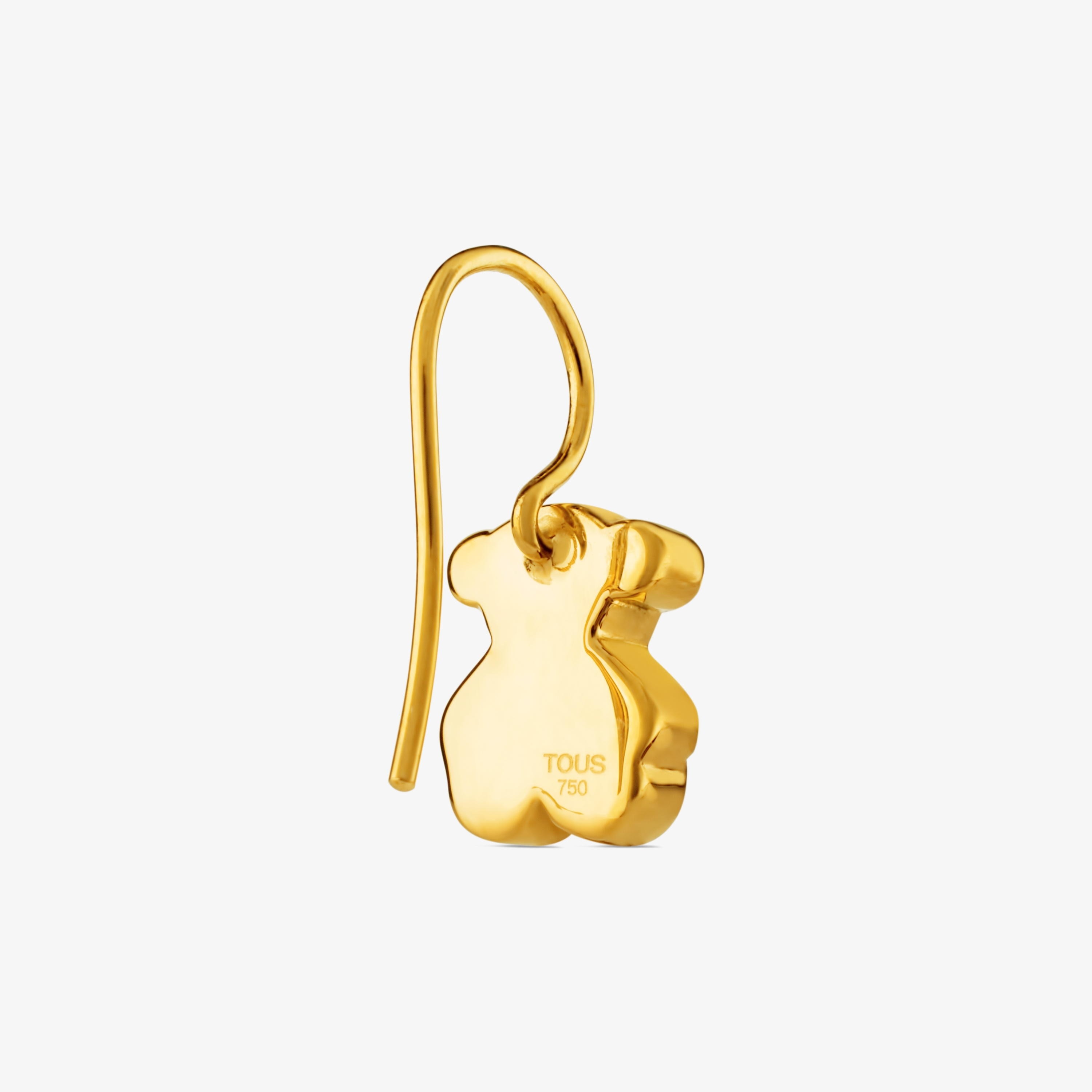 18K solid gold Sweet Dolls Earrings with Bear motif. Hook back.
