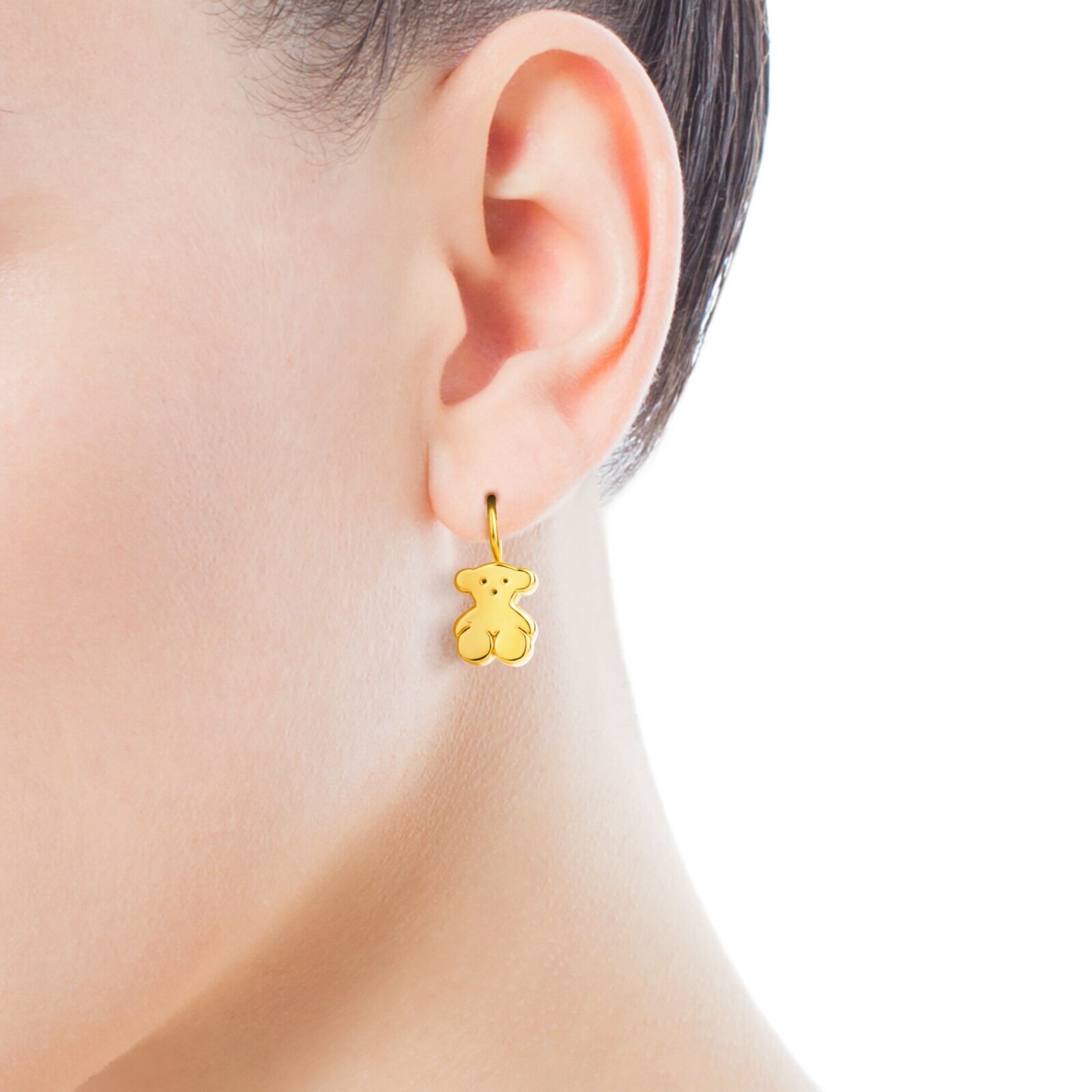 Gold Sweet Dolls Earrings with Bear motif Hook back