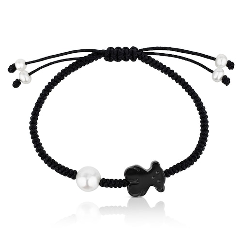 Onyx and pearl Tibet Bracelet with Bear motif