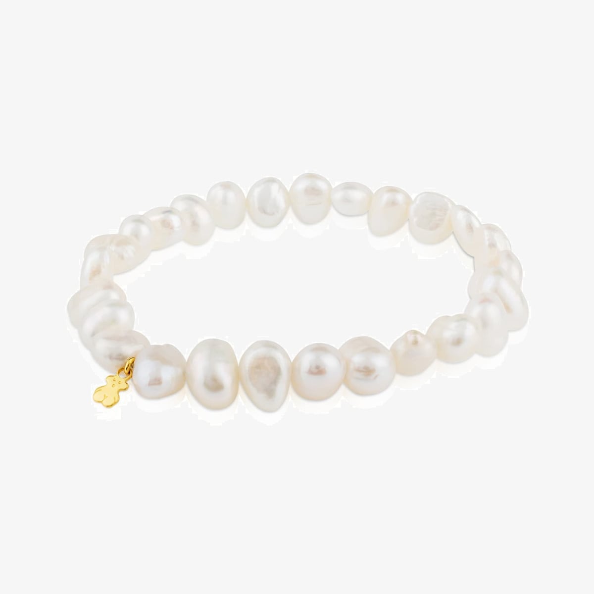 18K solid gold Sweet Dolls Bracelet with baroque pearls and Bear