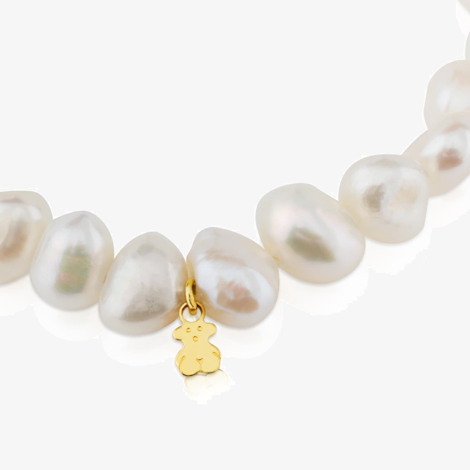 18K solid gold Sweet Dolls Bracelet with baroque pearls and Bear motif