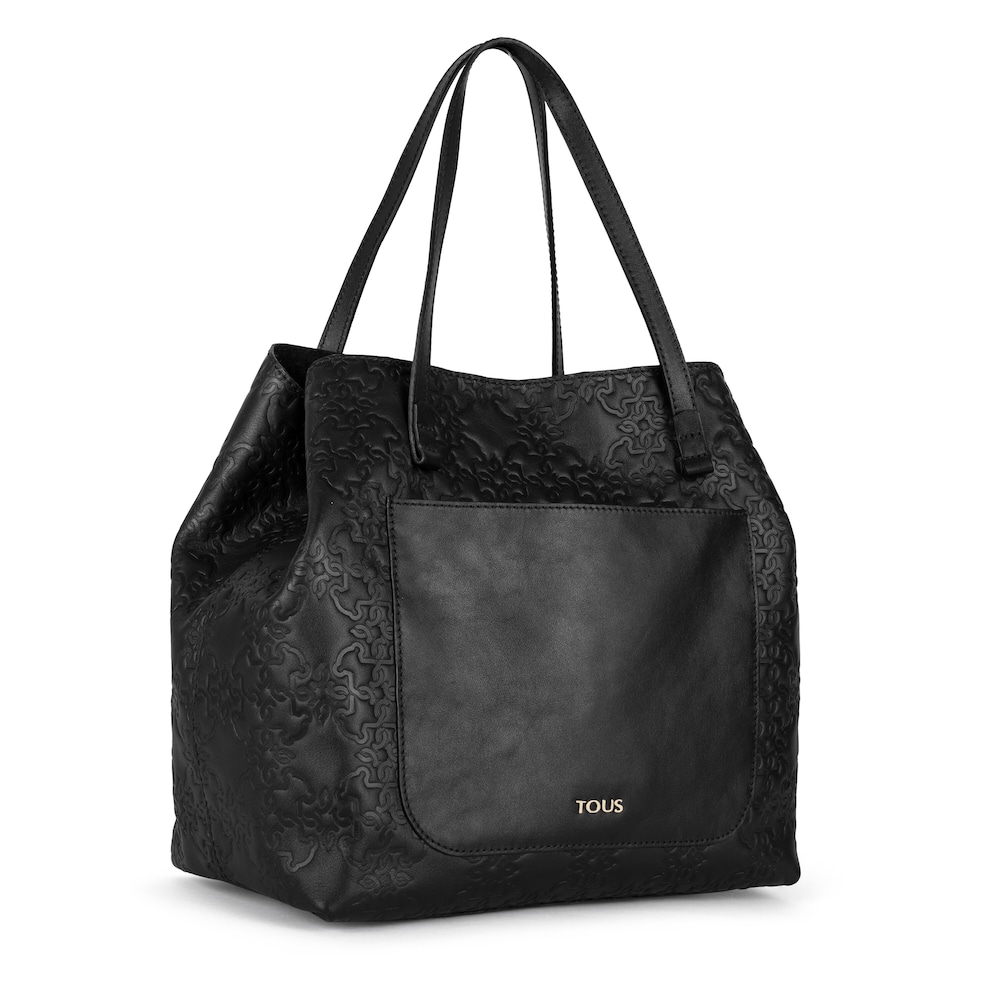 Capazo mediano Mossaic de Piel en color negro 