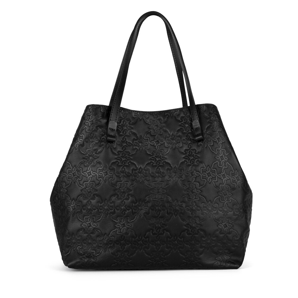 Capazo mediano Mossaic de Piel en color negro 