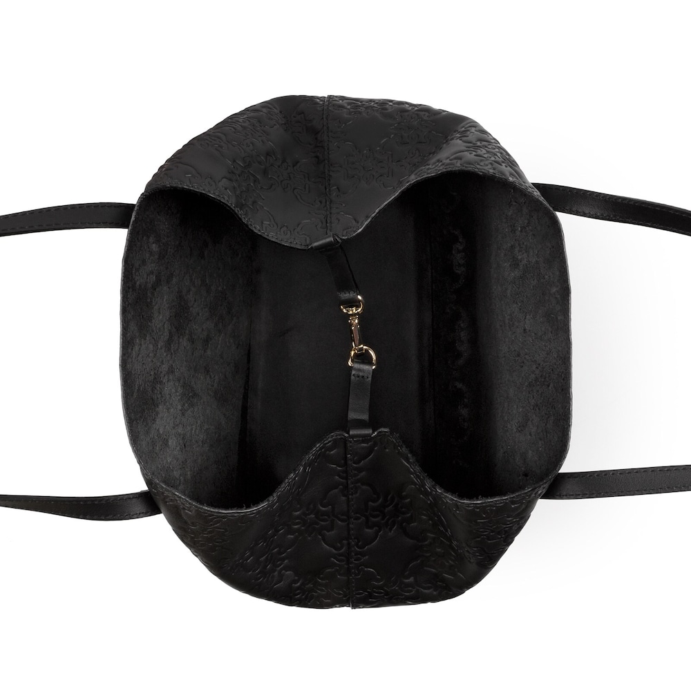 Capazo mediano Mossaic de Piel en color negro 