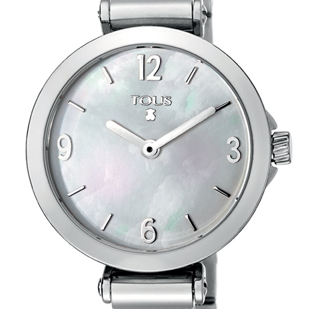 Reloj anal&oacute;gico Icon Charms de acero con n&aacute;car