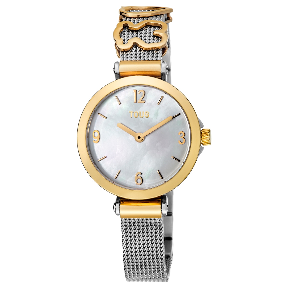 Gold IP Steel Icon Charms Watch with Mother-of-pearl