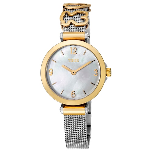 Gold IP Steel Icon Charms Watch with Mother-of-pearl