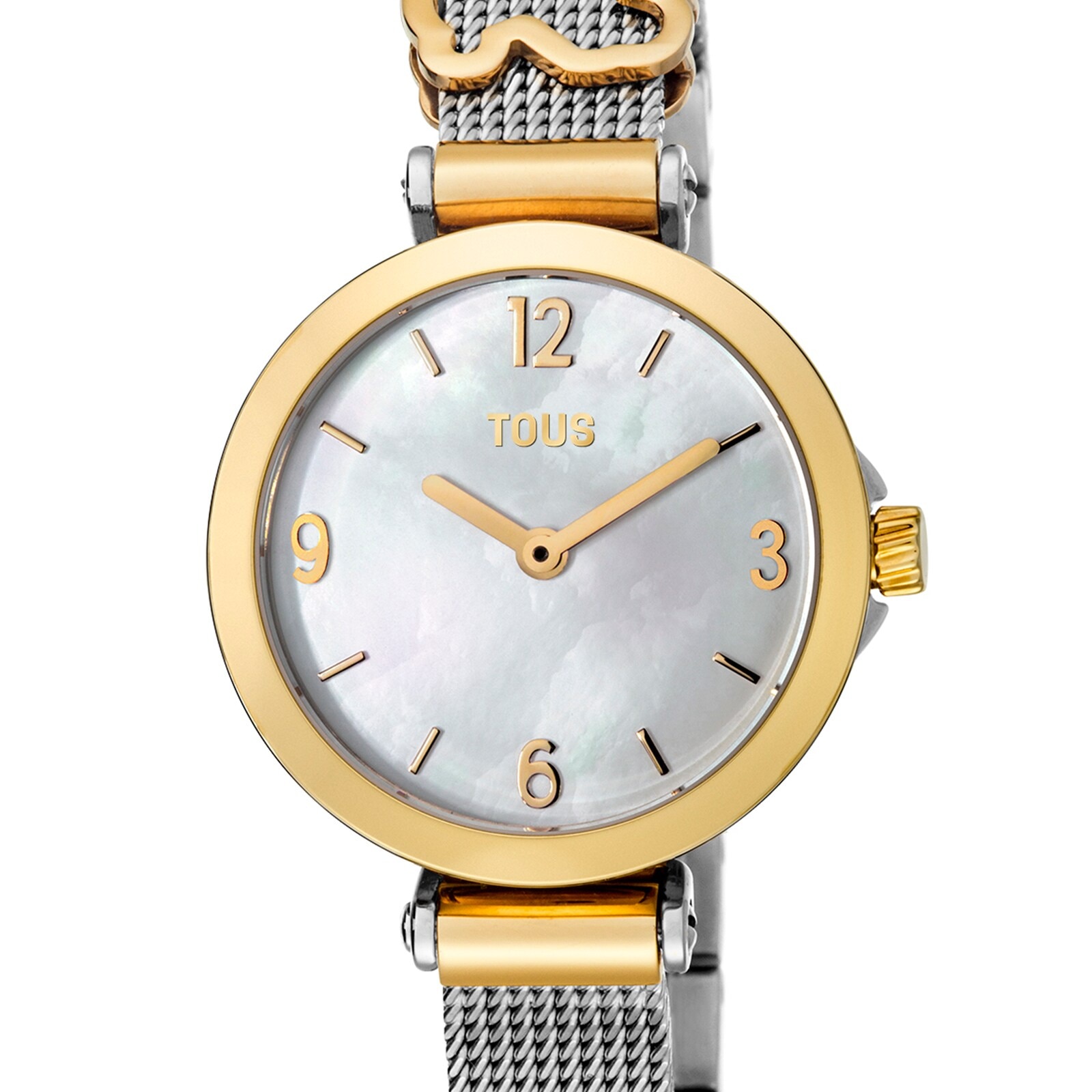 Gold IP Steel Icon Charms Watch with Mother-of-pearl