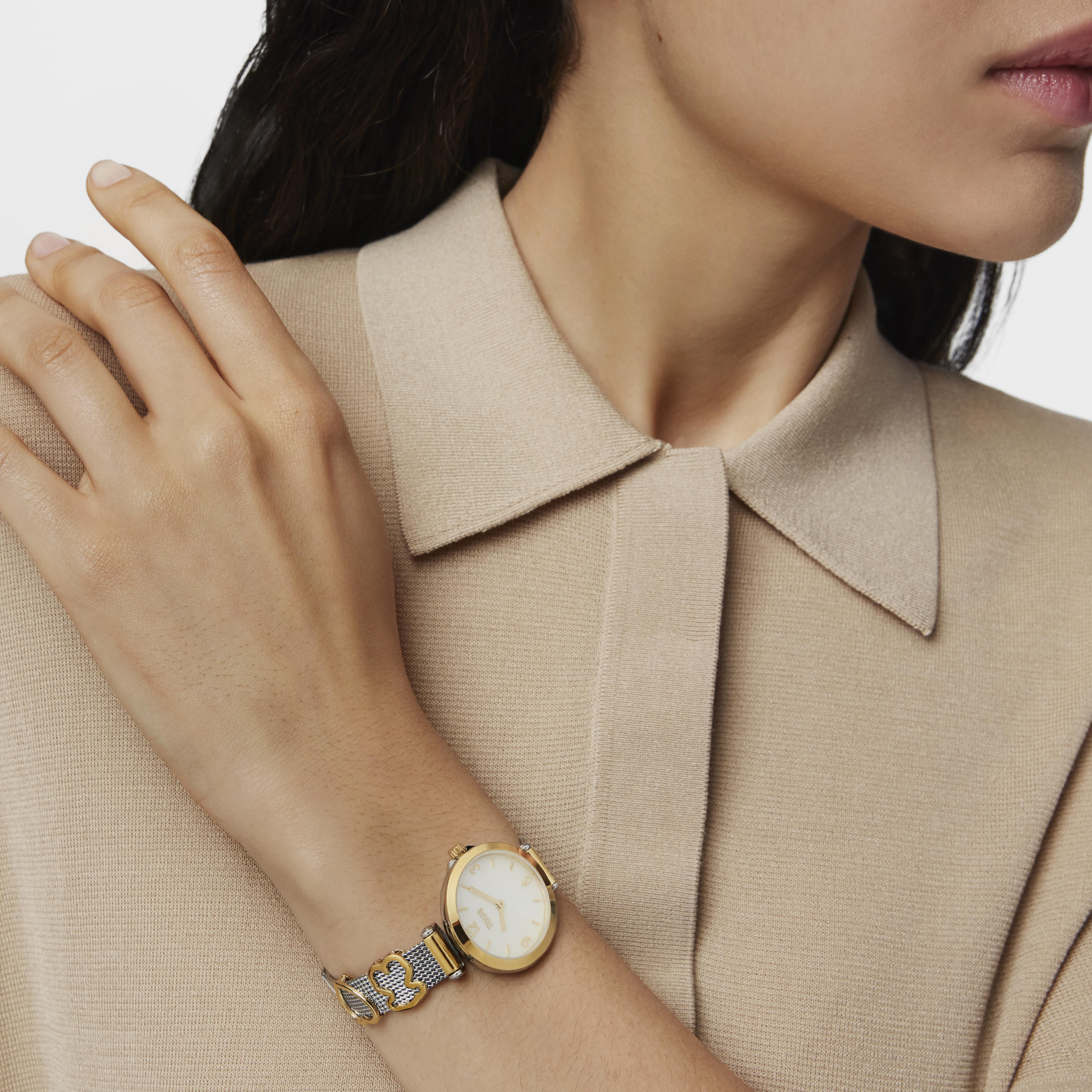 Gold IP Steel Icon Charms Watch with Mother-of-pearl