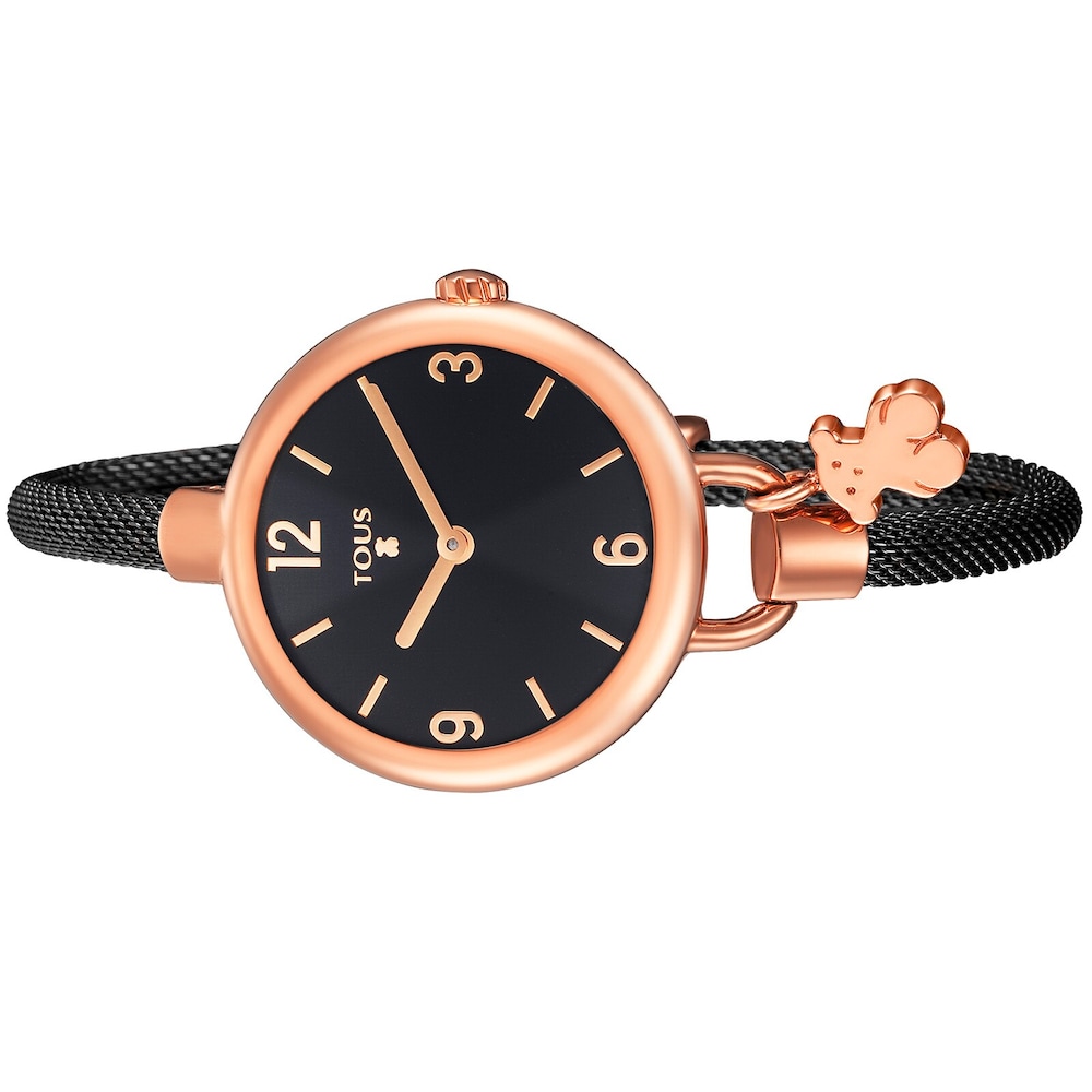 Pink IP Steel Hold Watch with black IP Steel strap image number 1