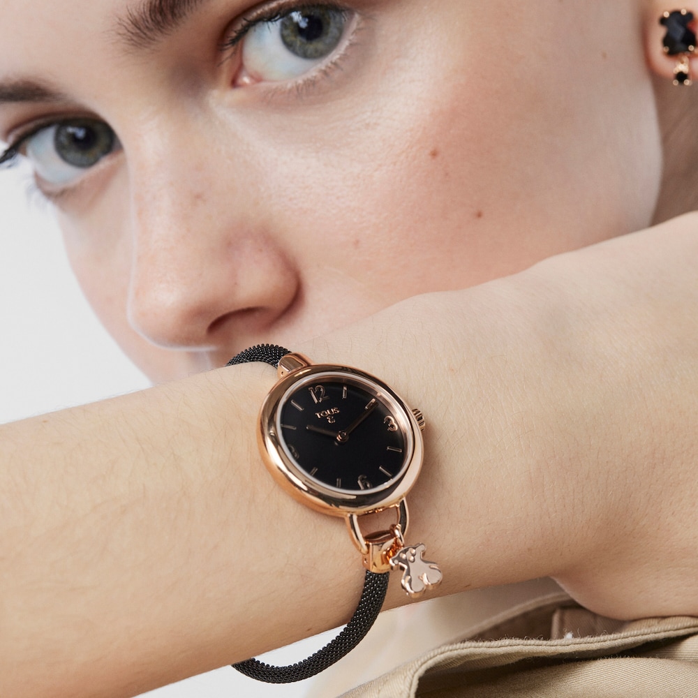 Pink IP Steel Hold Watch with black IP Steel strap image number 5