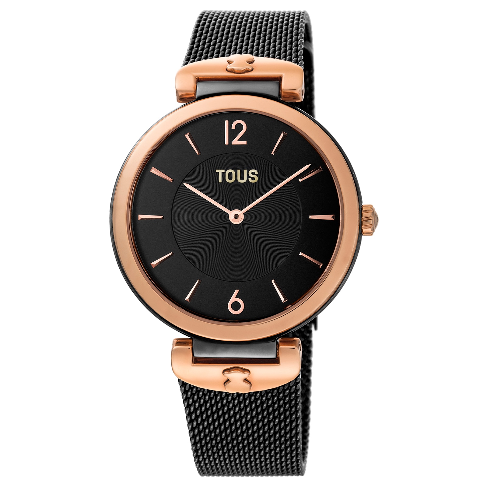 Reloj analógico S-Mesh bicolor acero IP rosado-IP negro