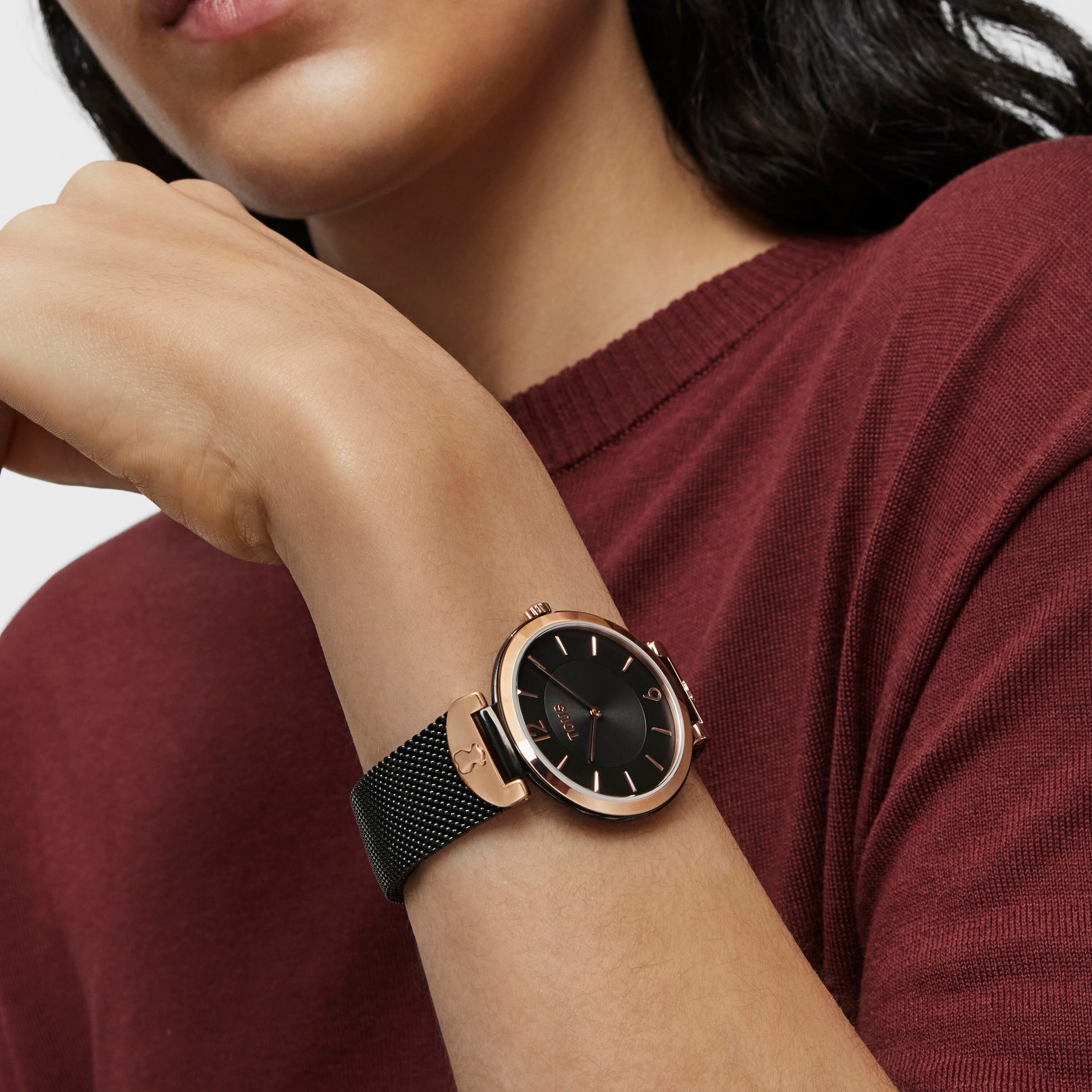 Black IP Steel S-Mesh Watch