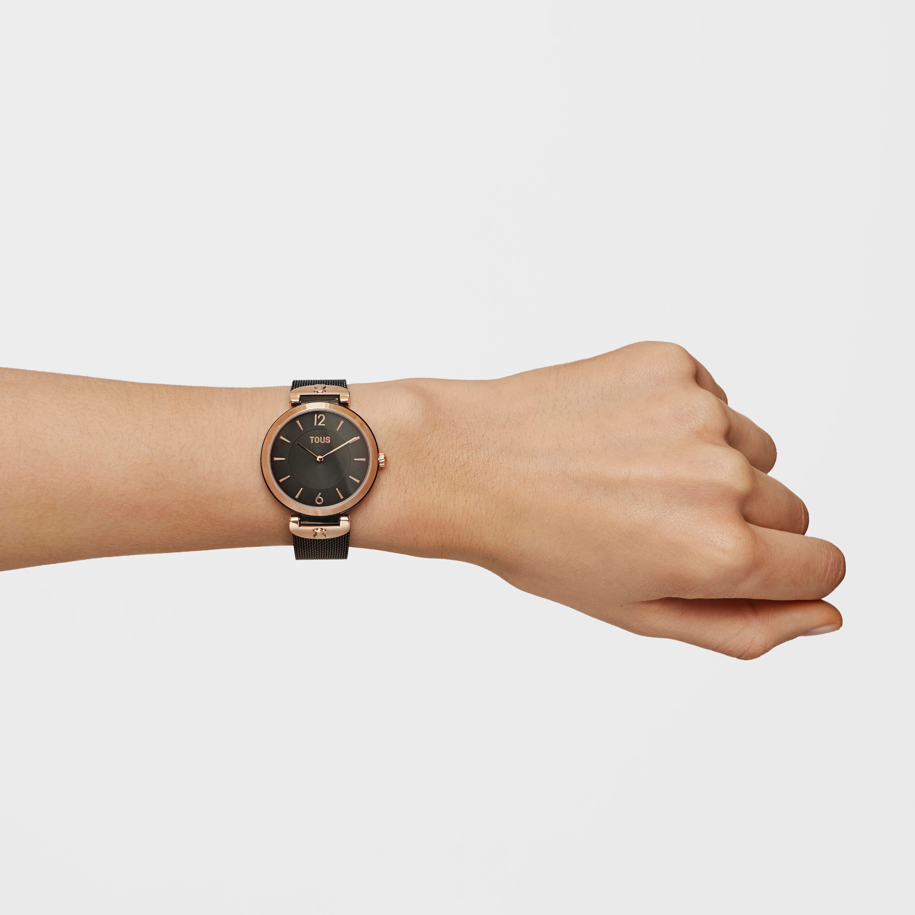 Black IP Steel S-Mesh Watch