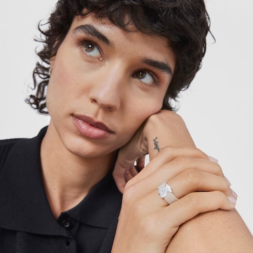 Silver TOUS Mesh Ring 7mm